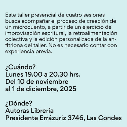 Taller Presencial - Escritura de microficción con Arelis Uribe